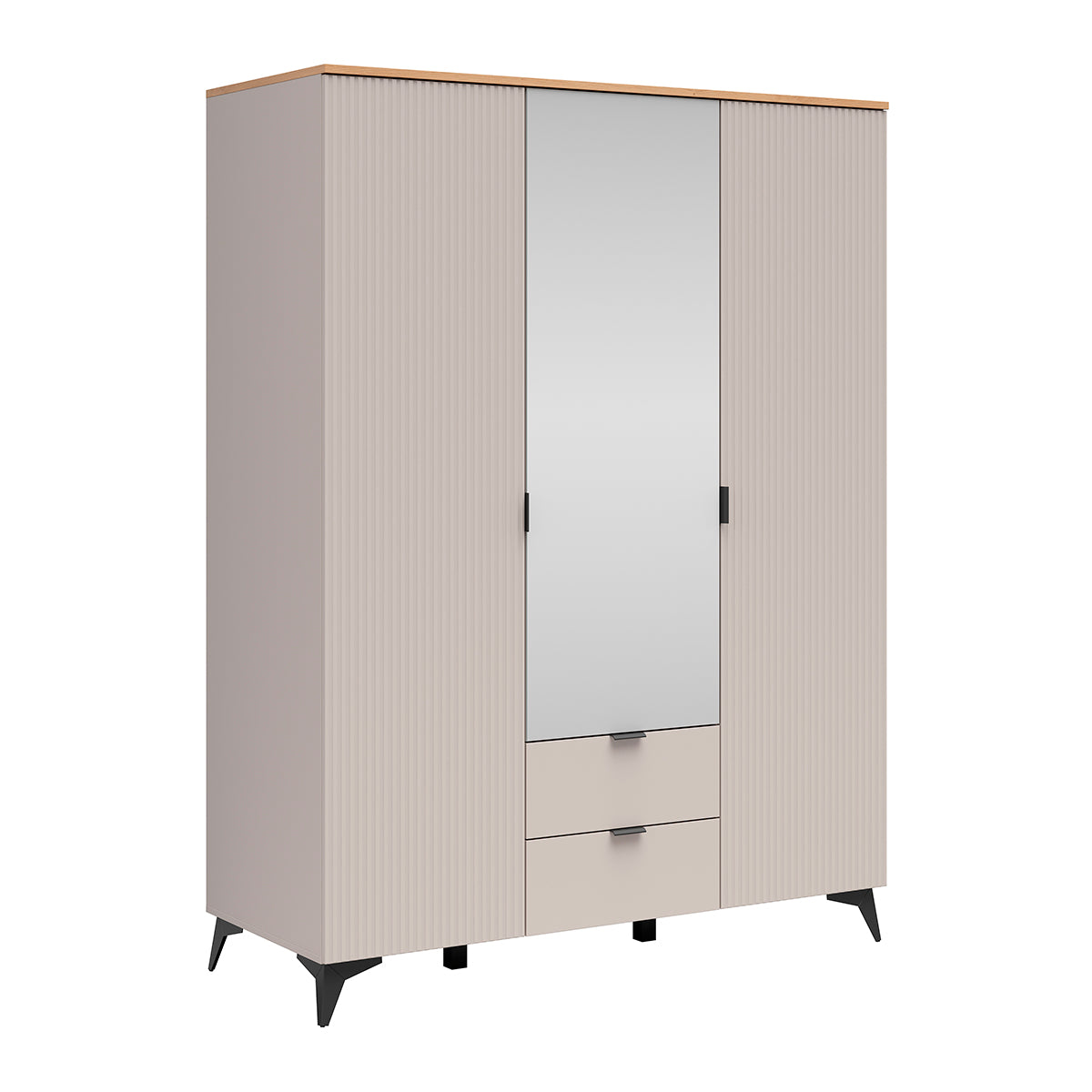 Armoire 3 portes 2 tiroirs Vicky Cachemire et Bois