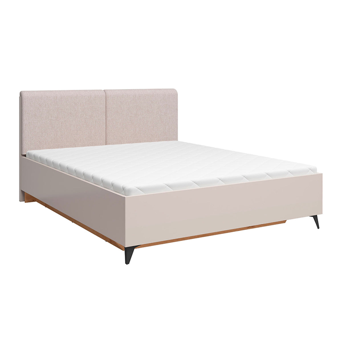 Lit coffre 160x200 sommier inclus ouverture de face Vicky Cachemire et Bois