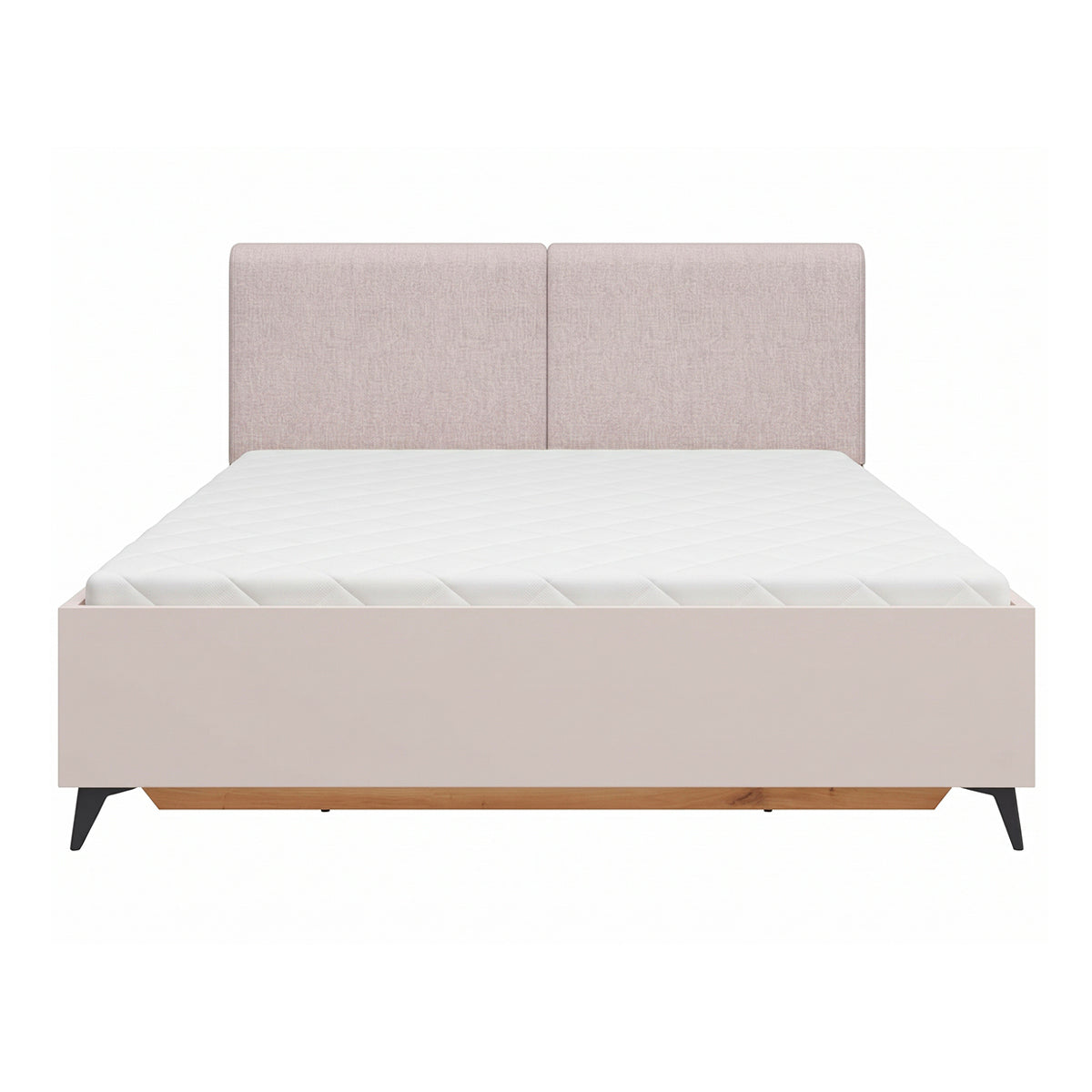 Lit coffre 160x200 sommier inclus ouverture de face Vicky Cachemire et Bois - vue 3