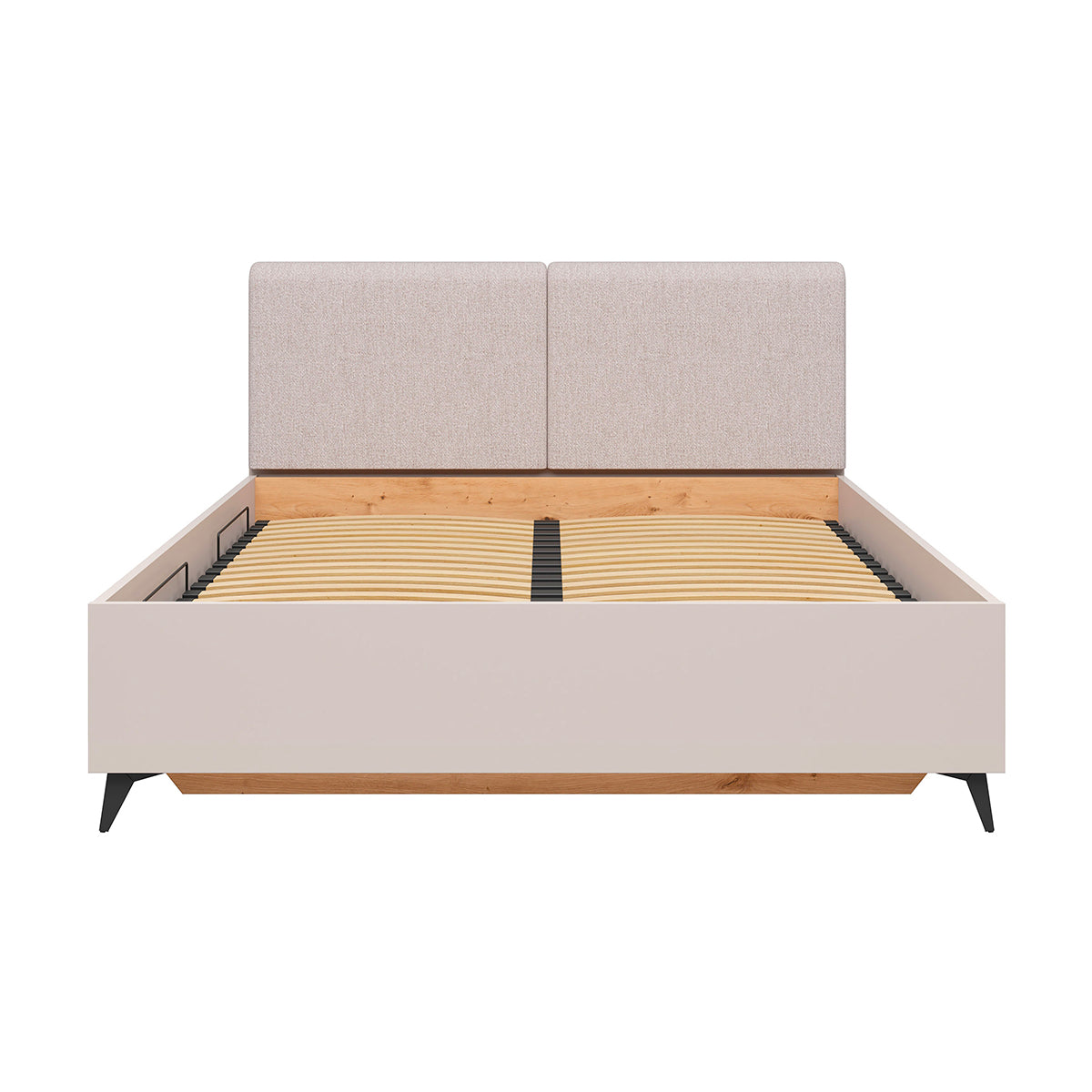 Lit coffre 160x200 sommier inclus ouverture de côté Vicky Cachemire et Bois - vue 4