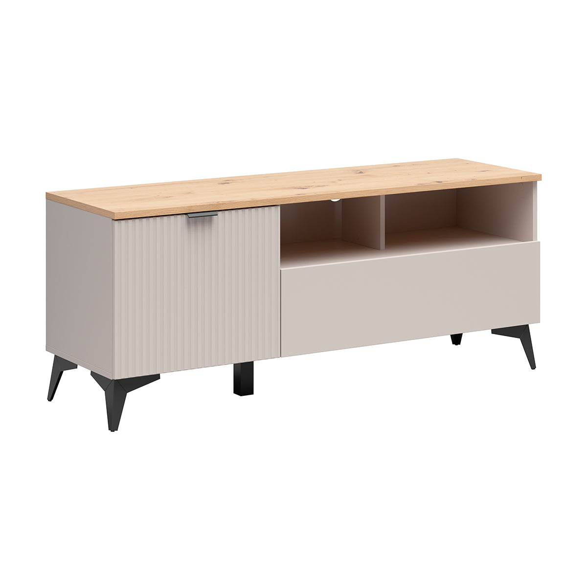 Meuble TV 1 porte 1 tiroir 135 cm Vicky Cachemire et Bois