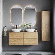Ensemble meuble double vasque 120cm et colonne Viggo Bois