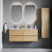Ensemble meuble double vasque encastrée 120cm et colonne Viggo Bois