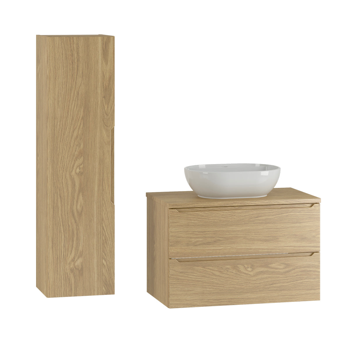 Ensemble meuble simple vasque 80cm et colonne Viggo Bois - vue 2