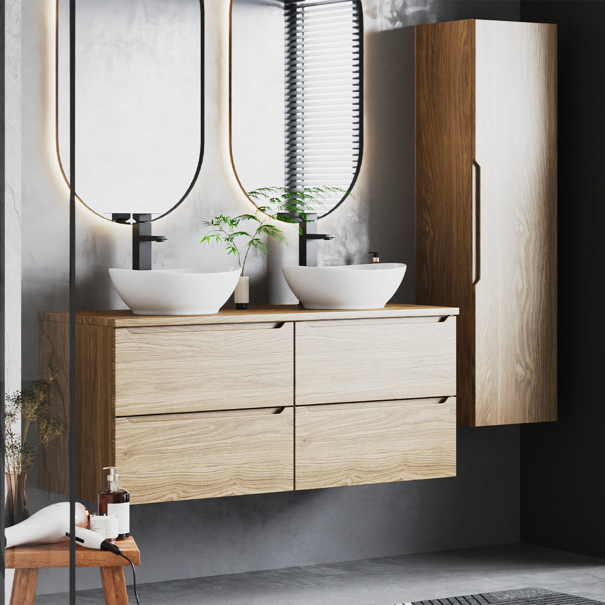 Meuble sous-vasque 120cm plan de toilette Viggo Bois - vue 6