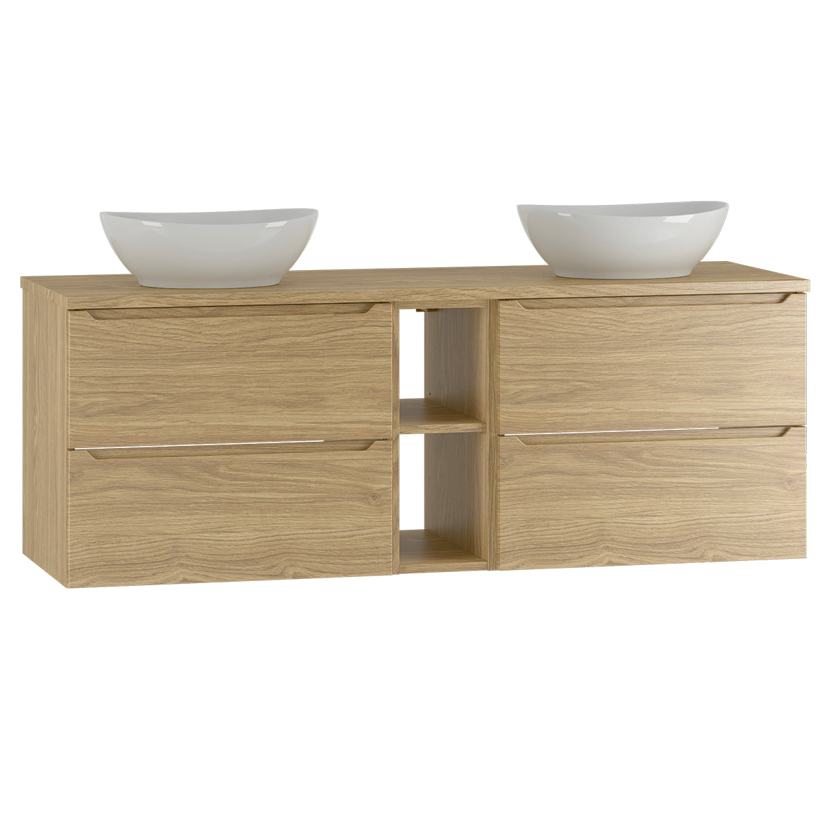 Meuble double vasque 140cm 2 niches Viggo Bois