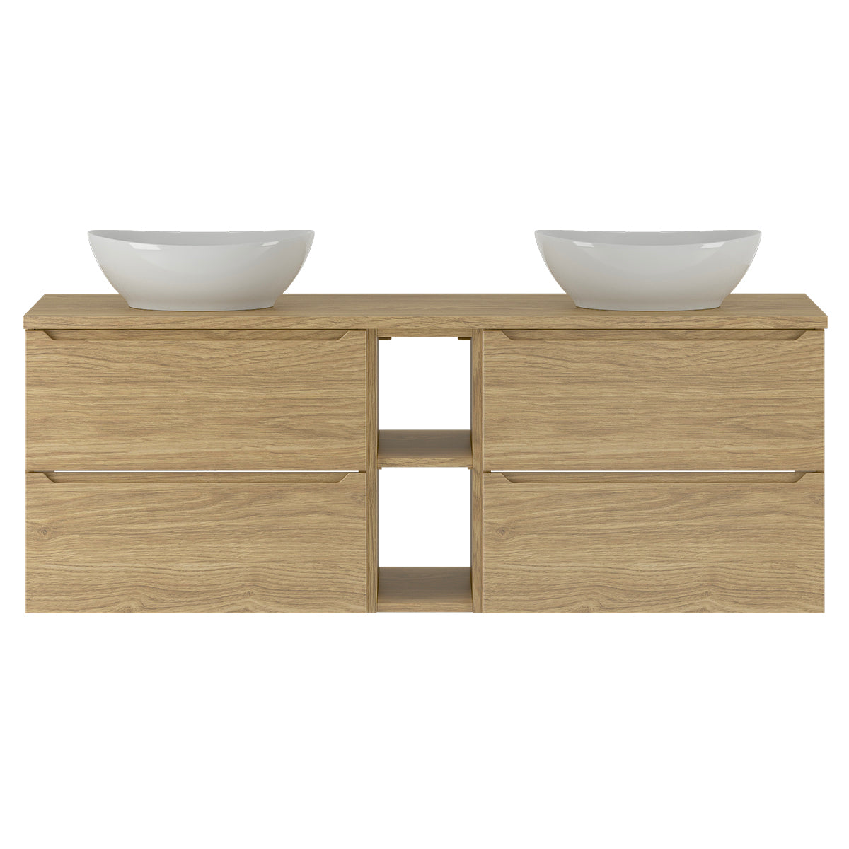 Meuble double vasque 140cm 2 niches Viggo Bois - vue 2