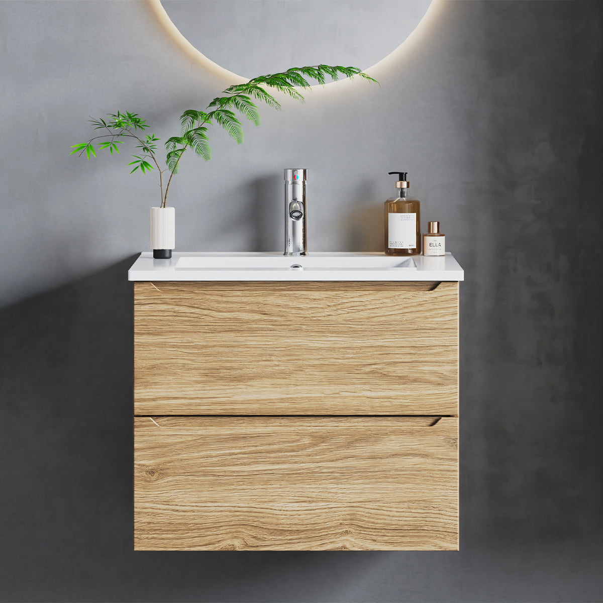 Meuble simple vasque encastrée 60cm Viggo Bois - vue 6