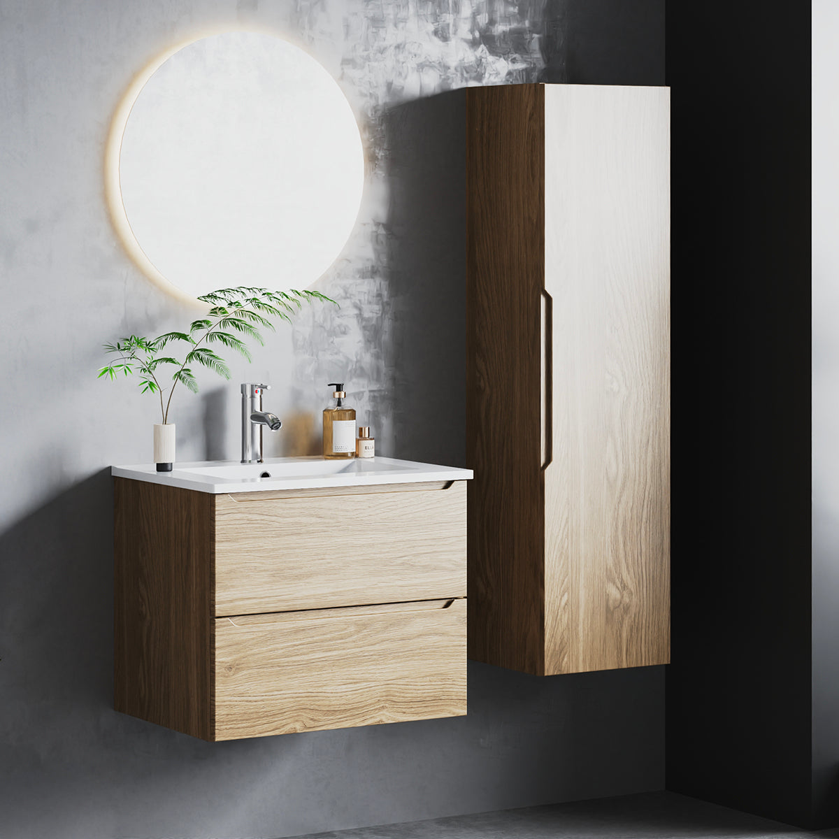 Meuble simple vasque encastrée 60cm Viggo Bois - vue 7