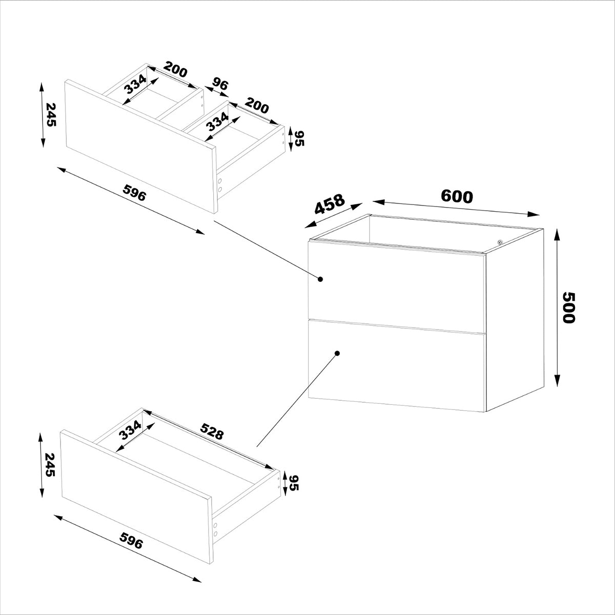 Meuble sous-vasque 140cm 2 niches plan de toilette Viggo Bois - vue 7