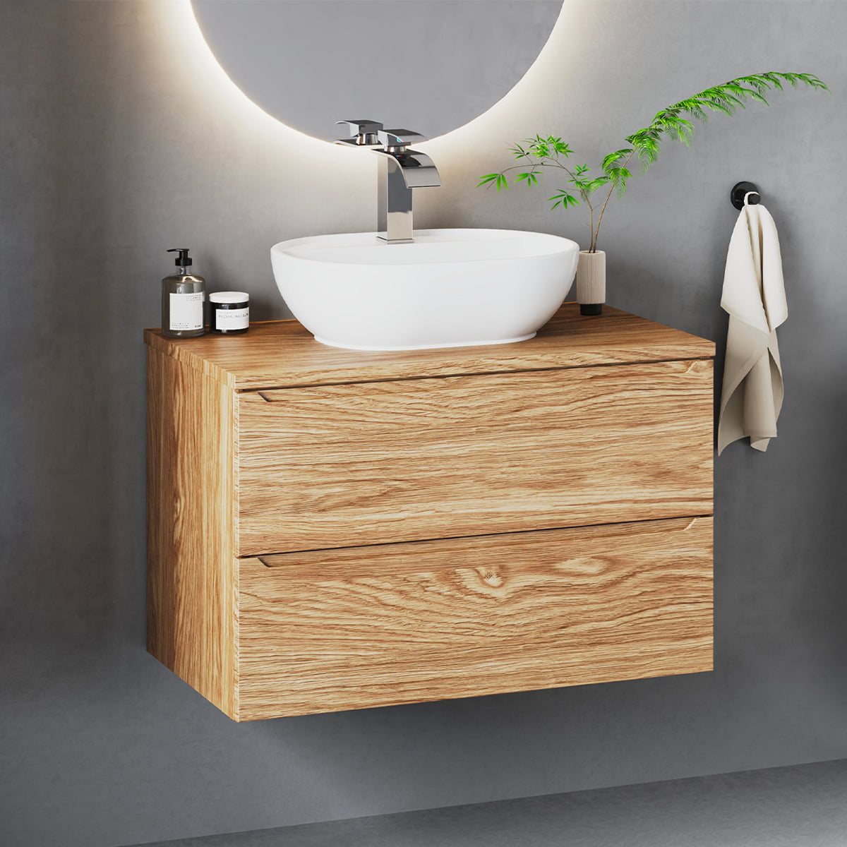 Meuble sous-vasque 80cm plan de toilette Viggo Bois - vue 5