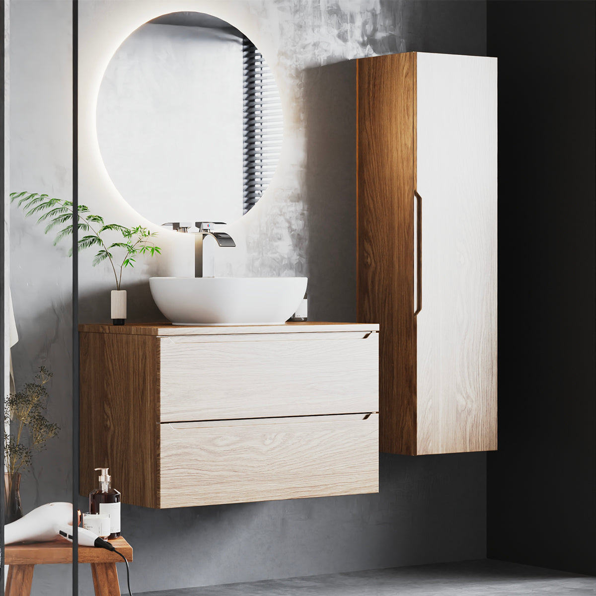 Meuble sous-vasque 80cm Viggo Bois - vue 6