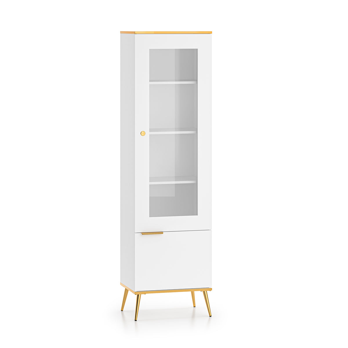 Vitrine 2 portes Zora Blanc et Doré