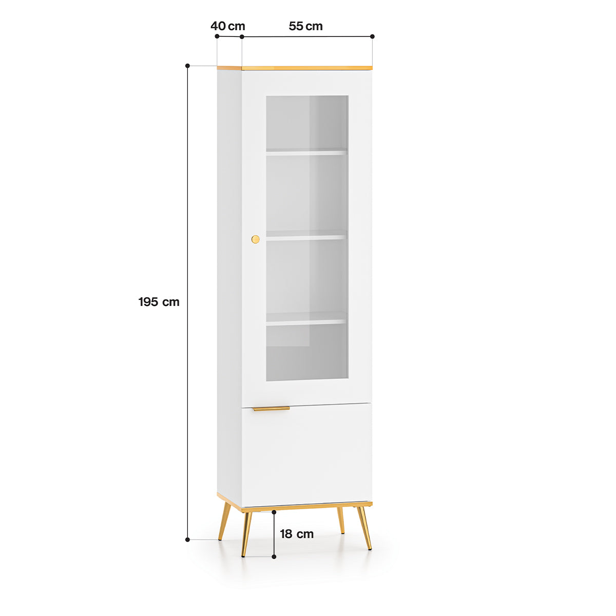 Vitrine 2 portes Zora Blanc et Doré - vue 5
