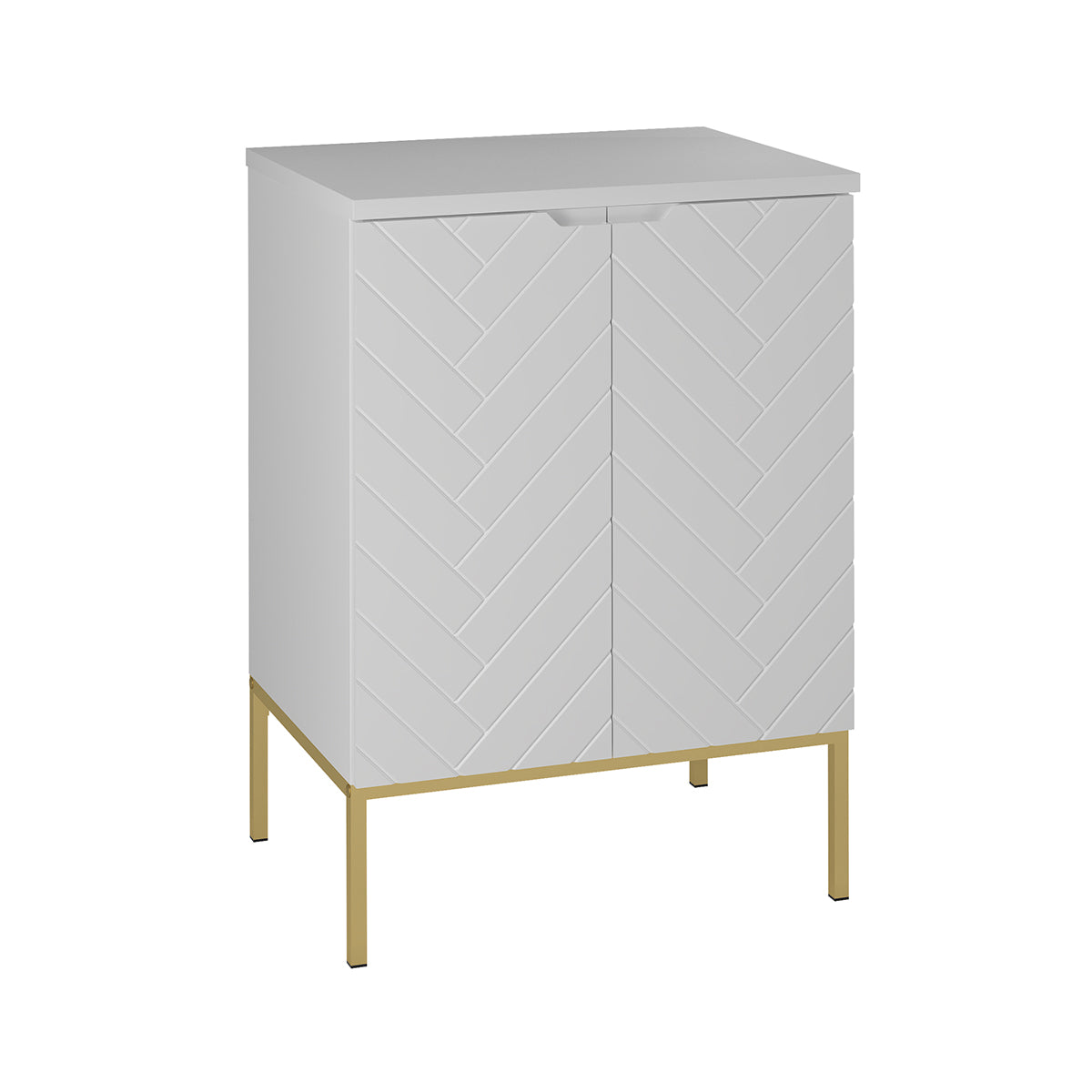 Meuble sous-vasque 60cm plan de toilette 2 portes sur pieds Daria Blanc