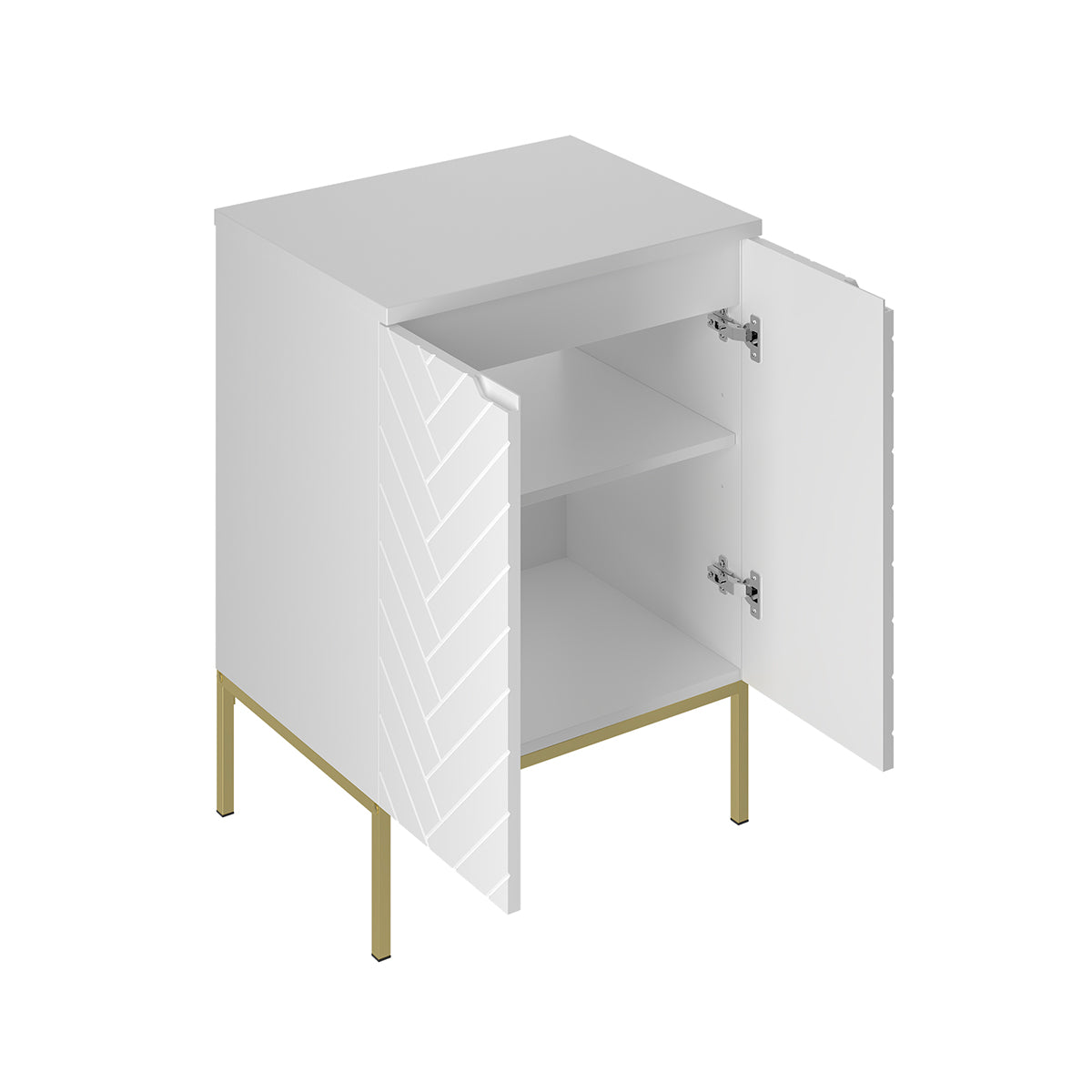 Meuble sous-vasque 60cm plan de toilette 2 portes sur pieds Daria Blanc