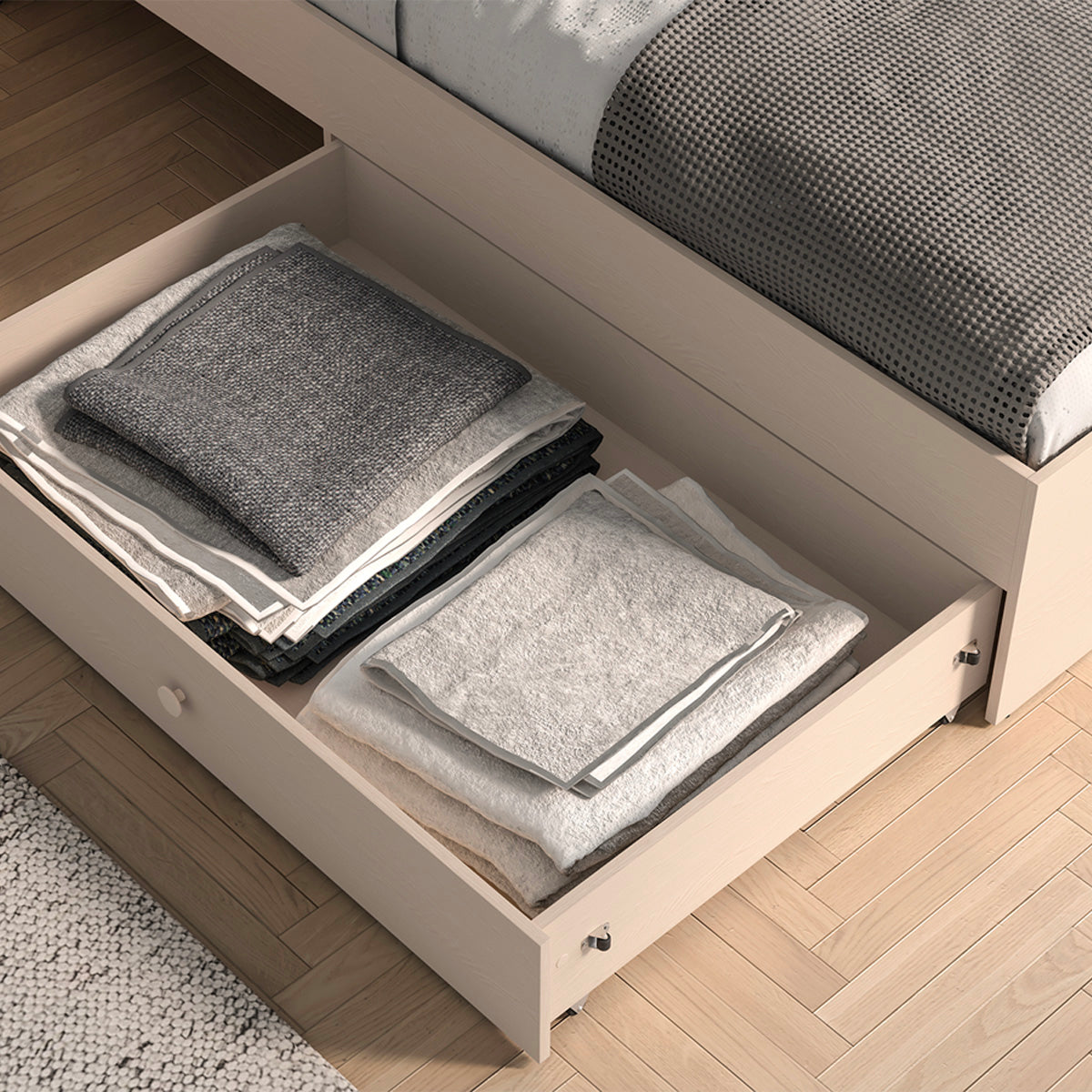 Lit 90x200 sommier et tiroir inclus Alycia Beige