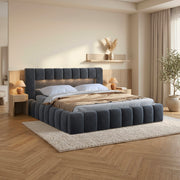 Lit coffre 180x200 sommier inclus Auria Velours Gris