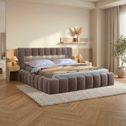 Lit coffre 160x200 sommier inclus Auria Velours Marron