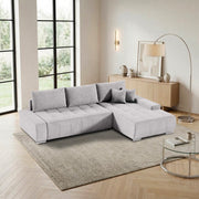 Canapé d'angle convertible droit 4 places avec coffre Jonas Gris clair