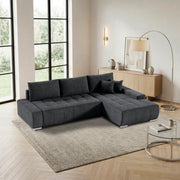 Canapé d'angle convertible droit 4 places avec coffre Jonas Gris anthracite