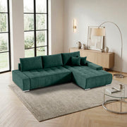Canapé d'angle convertible droit 4 places avec coffre Jonas Vert