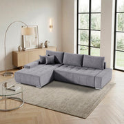 Canapé d'angle convertible gauche 4 places avec coffre Jonas Gris foncé