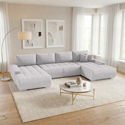 Canapé U 5 places convertible coffre Jonas Gris clair