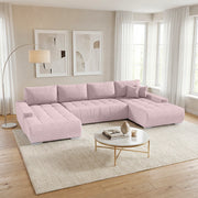 Canapé U 5 places convertible coffre Jonas Rose