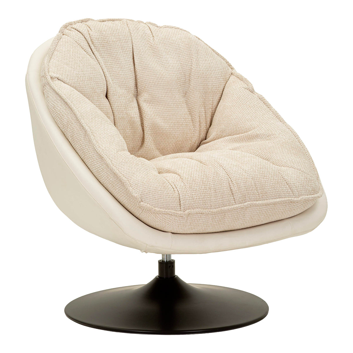Fauteuil pivotant Corey tissu chenille Crème et Noir - vue 2