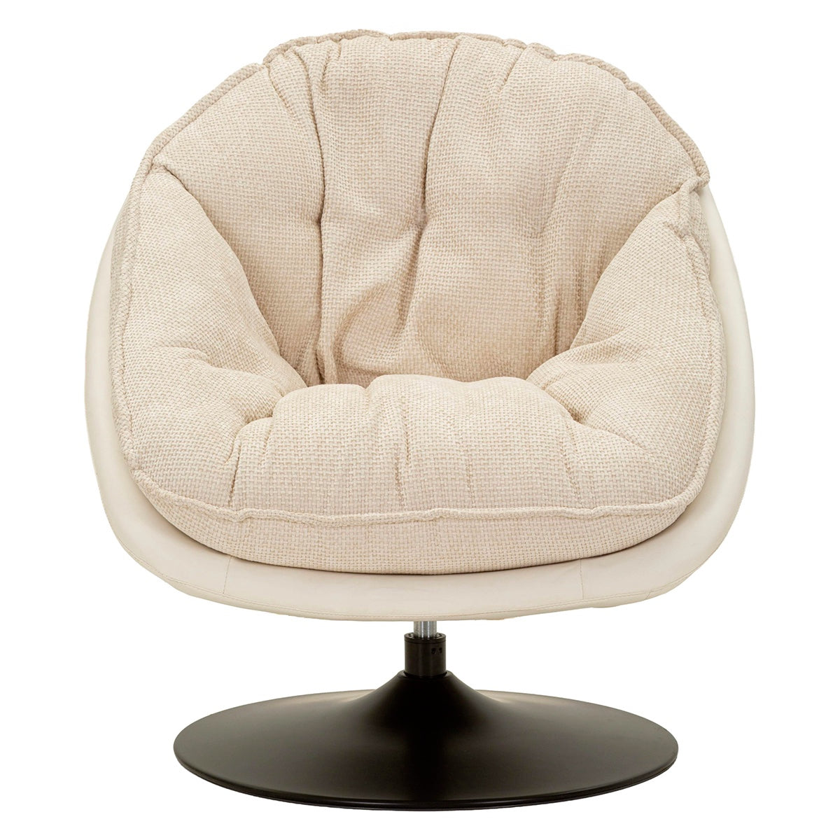 Fauteuil pivotant Corey tissu chenille Crème et Noir - vue 3