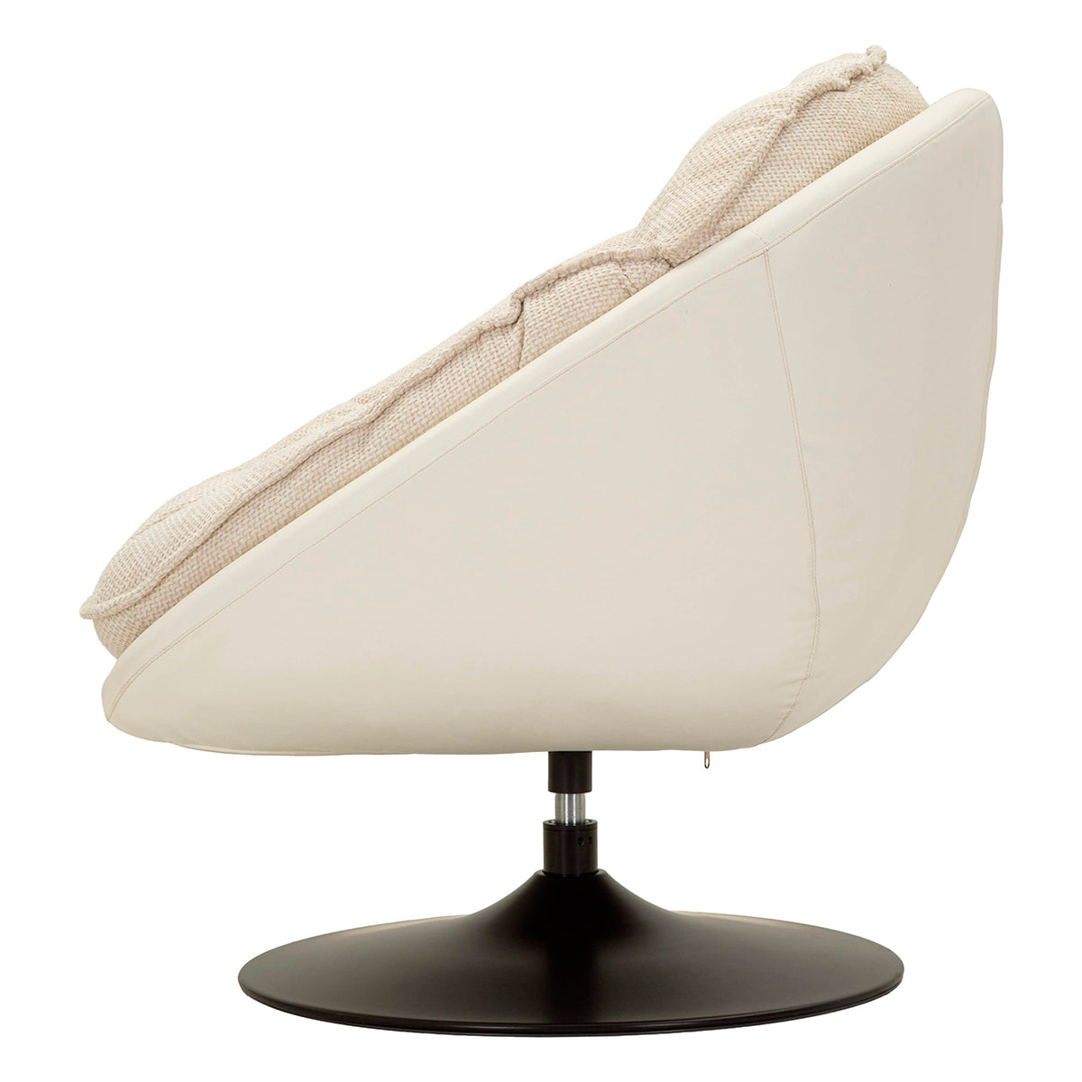 Fauteuil pivotant Corey tissu chenille Crème et Noir - vue 4