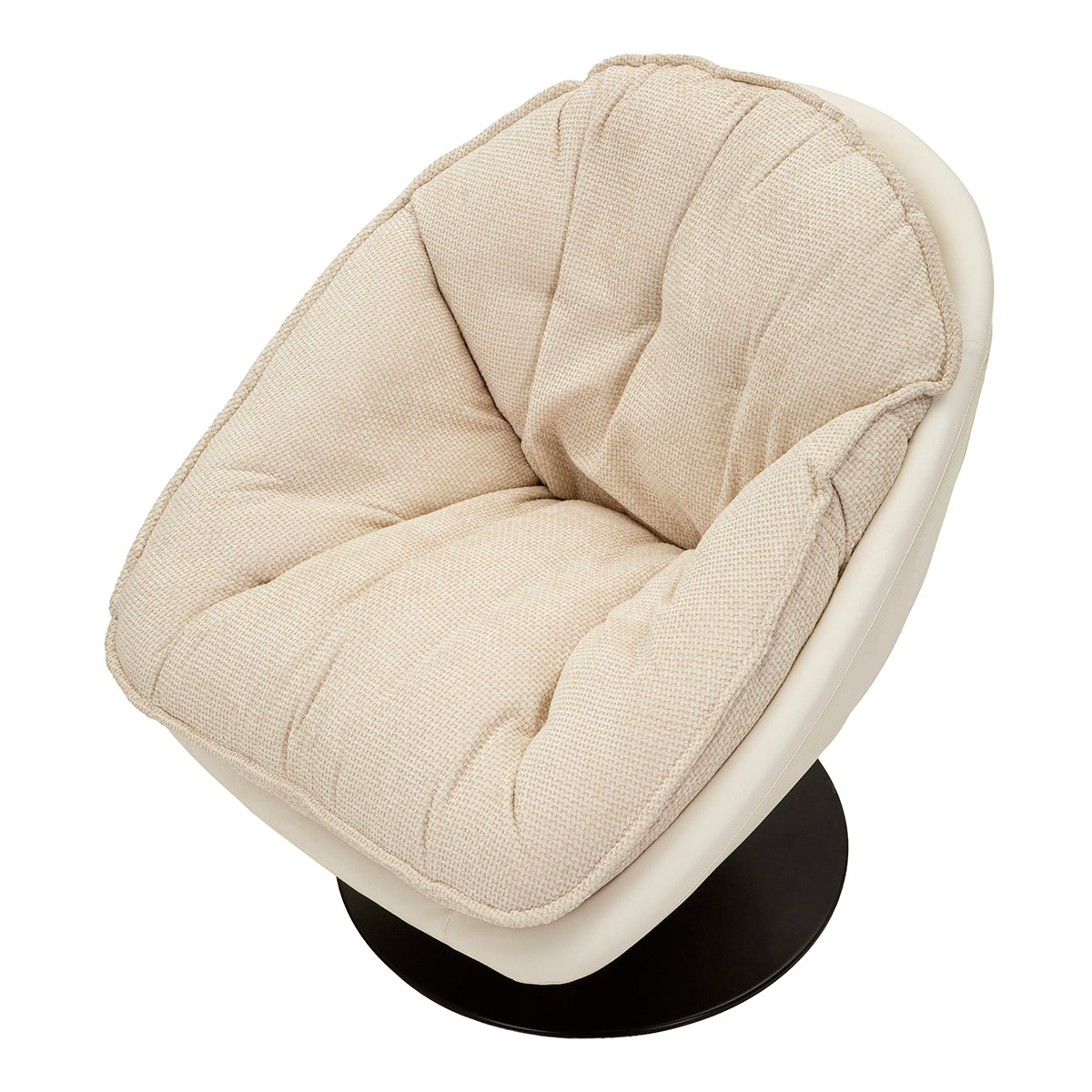 Fauteuil pivotant Corey tissu chenille Crème et Noir - vue 5