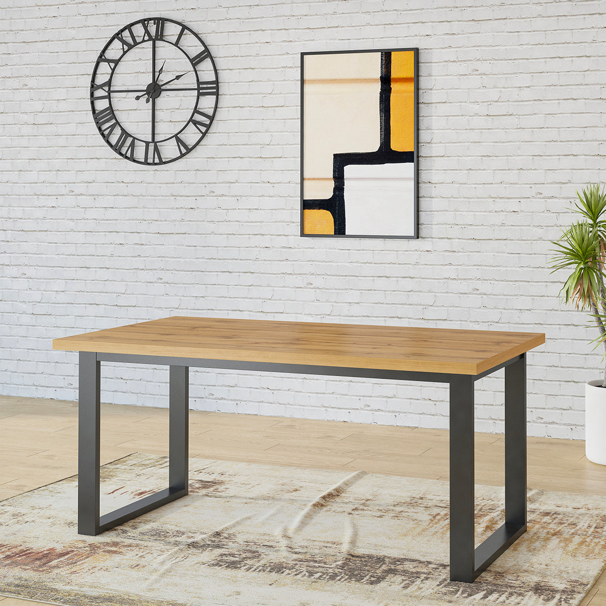 Table à manger extensible 6 à 8 places Eden Bois et Metal - vue 3