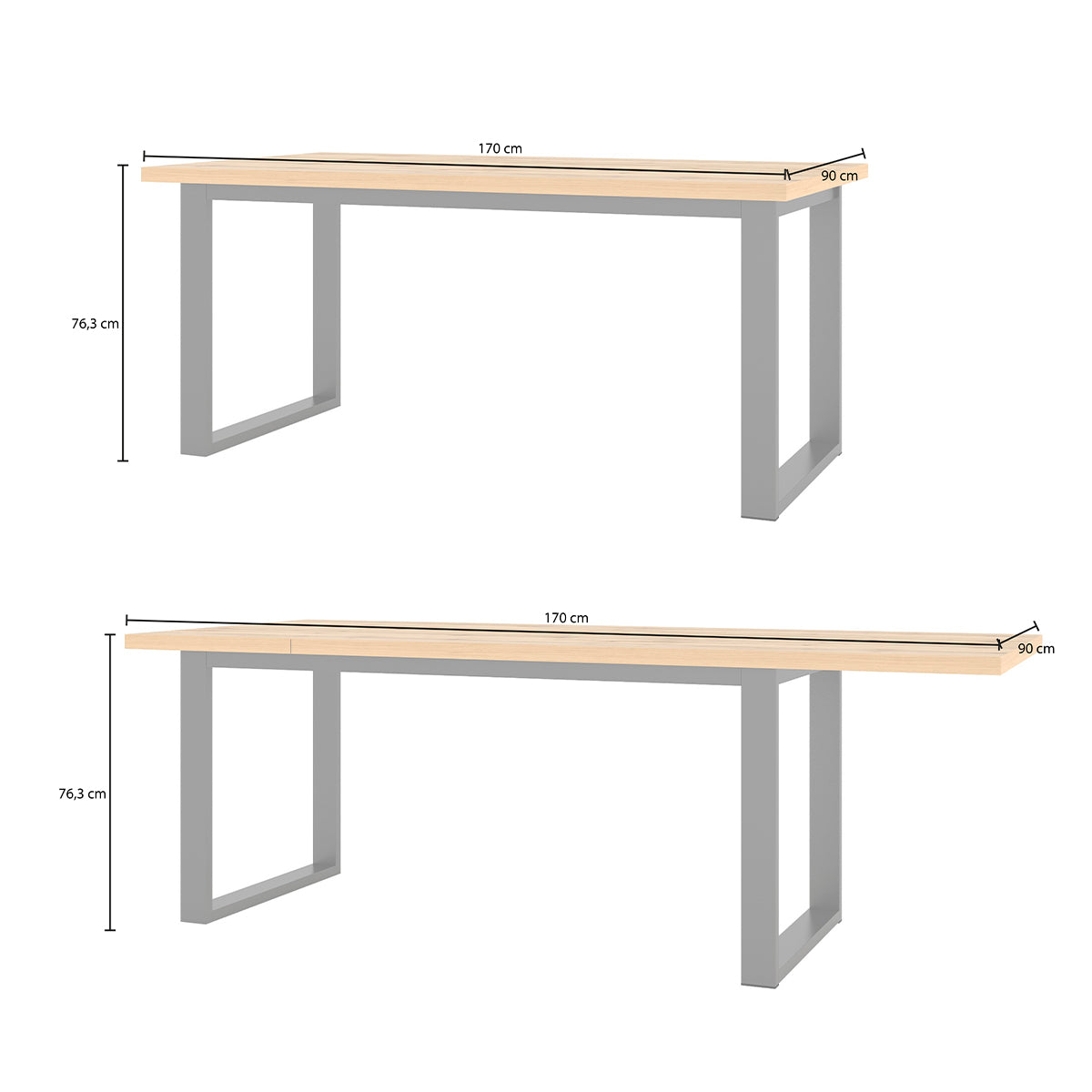 Table à manger extensible 6 à 8 places Eden Bois et Metal - vue 5