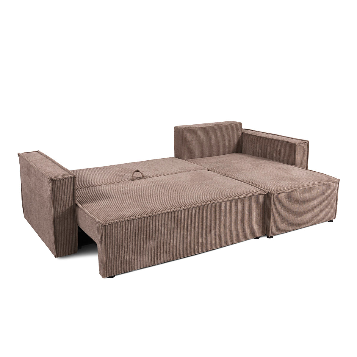 Canapé d'angle réversible convertible 3 places Ezekiel velours côtelé Terracotta
