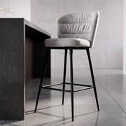Lot de 2 chaises de bar 78 cm en tissu et métal Flinn Gris