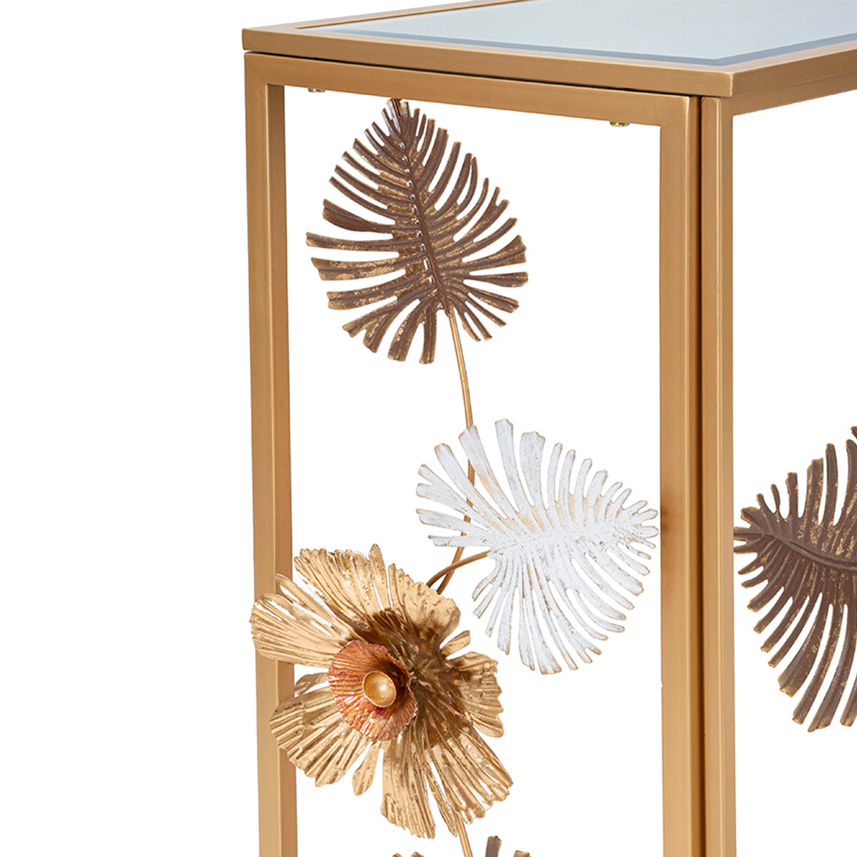 Console en métal et plateau en miroir Flora Dorée - vue 6