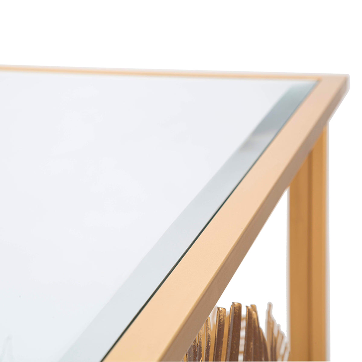 Console en métal et plateau en miroir Flora Dorée - vue 7
