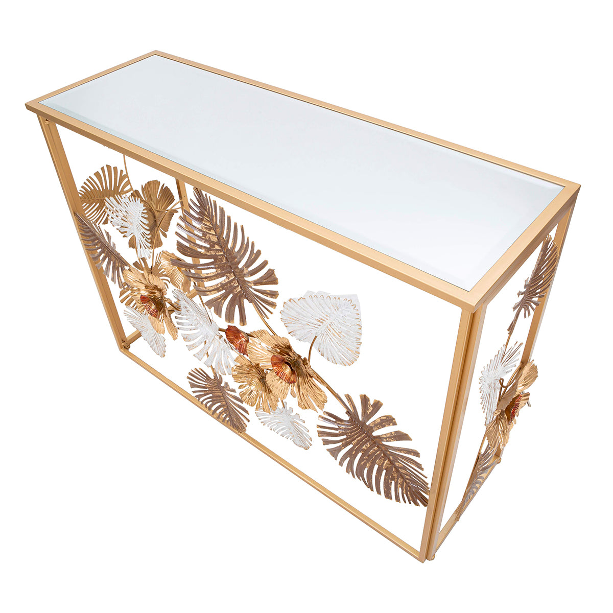 Console en métal et plateau en miroir Flora Dorée - vue 5