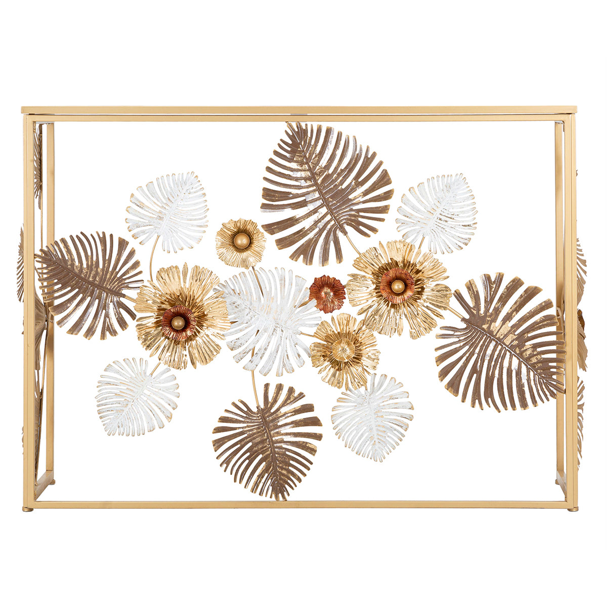 Console en métal et plateau en miroir Flora Dorée - vue 4