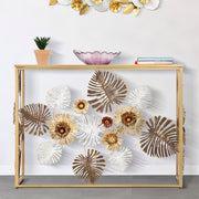 Console en métal et plateau en miroir Flora Dorée