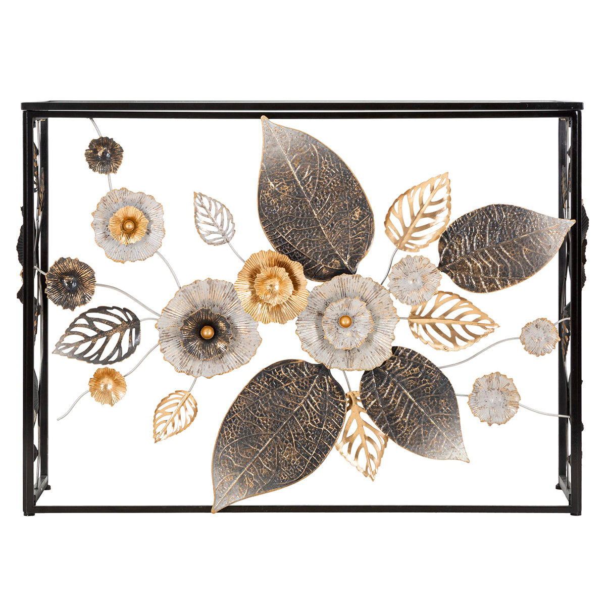 Console en métal et plateau en miroir Flora Noir - vue 3