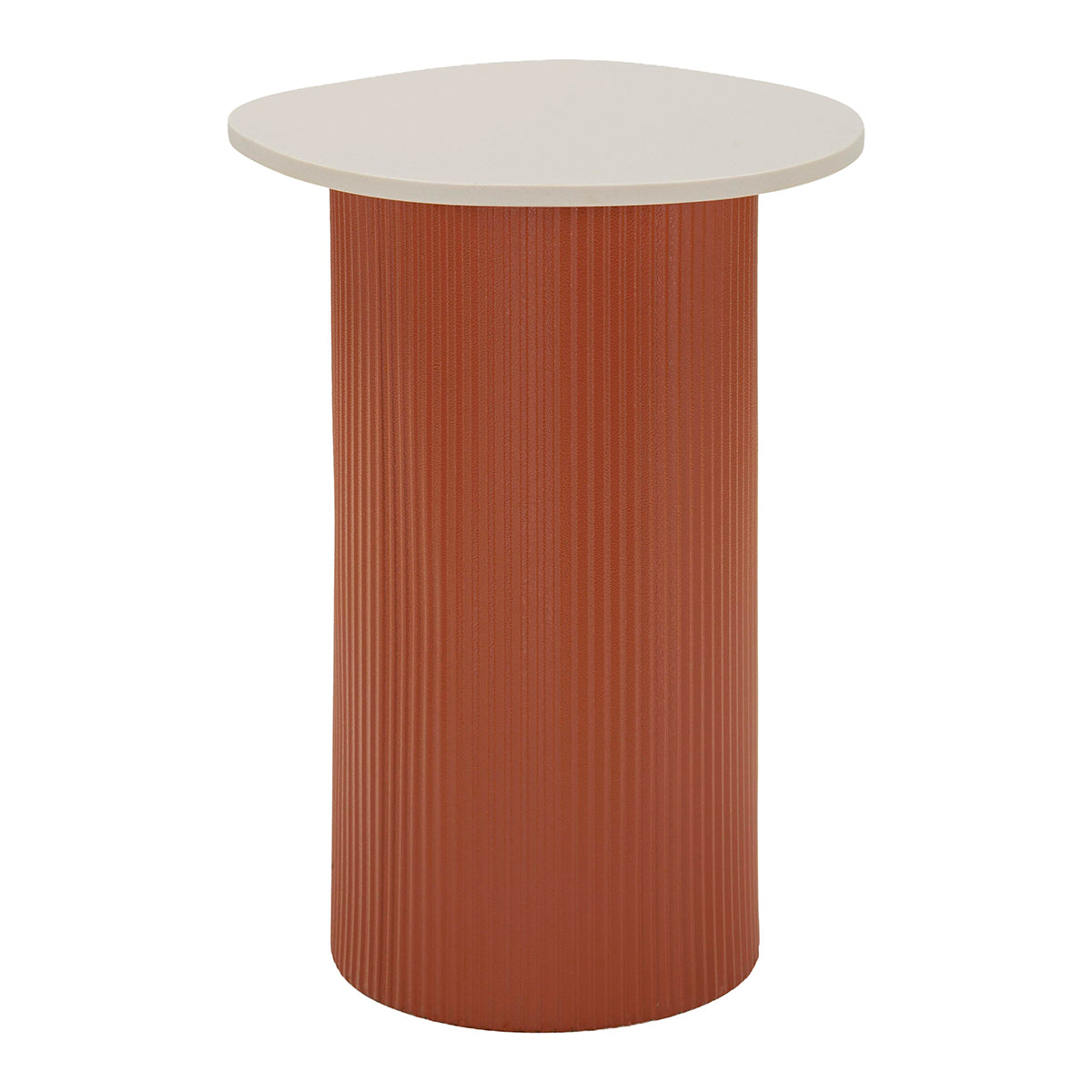 Bout de canapé 35 cm effet marbre Frieda Terracota et Blanc - vue 2