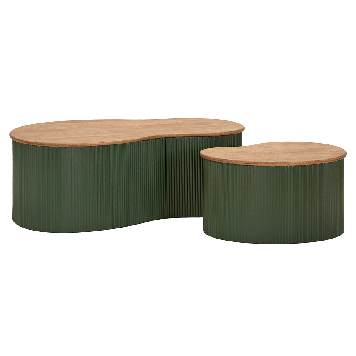 Lot de 2 tables basses 87 cm et 50 cm Frieda Vert et Bois - vue 2