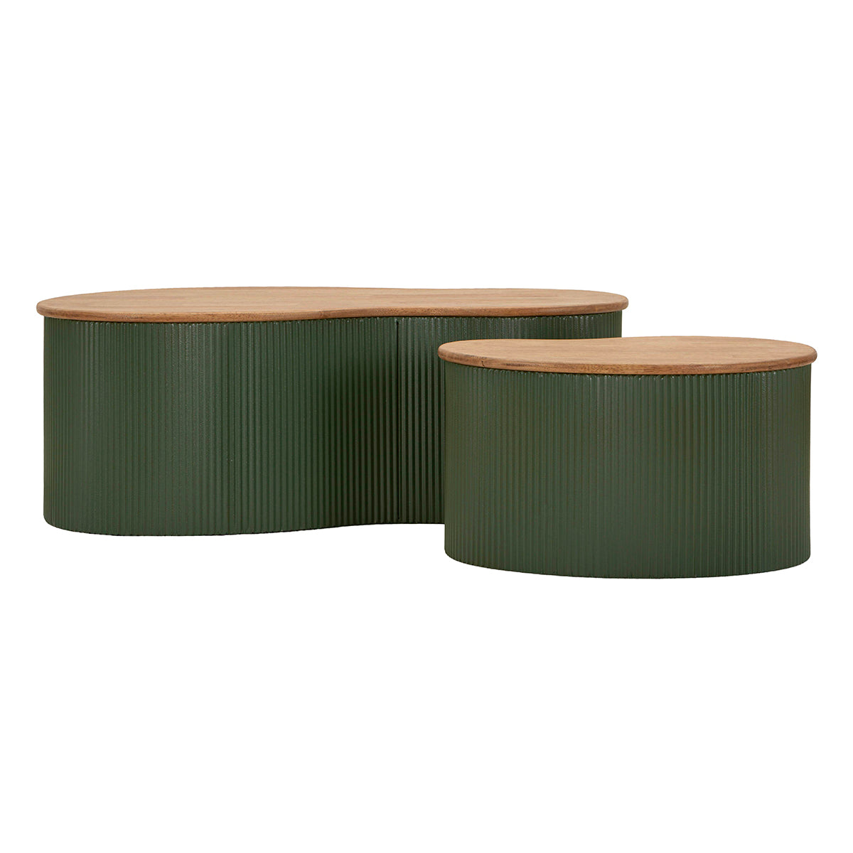 Lot de 2 tables basses 87 cm et 50 cm Frieda Vert et Bois - vue 3