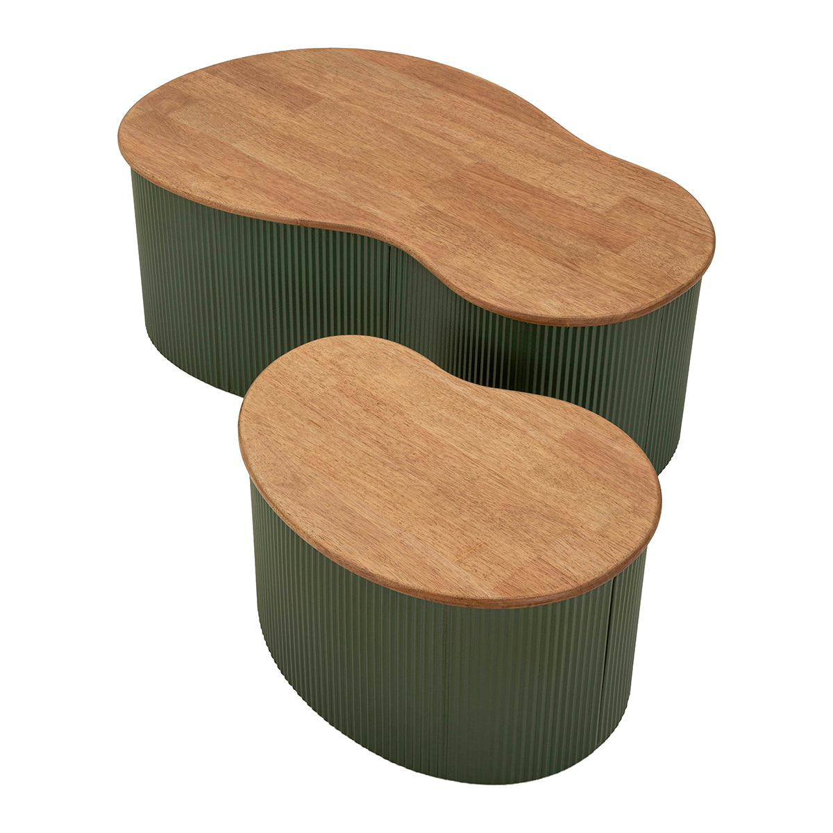Lot de 2 tables basses 87 cm et 50 cm Frieda Vert et Bois - vue 4