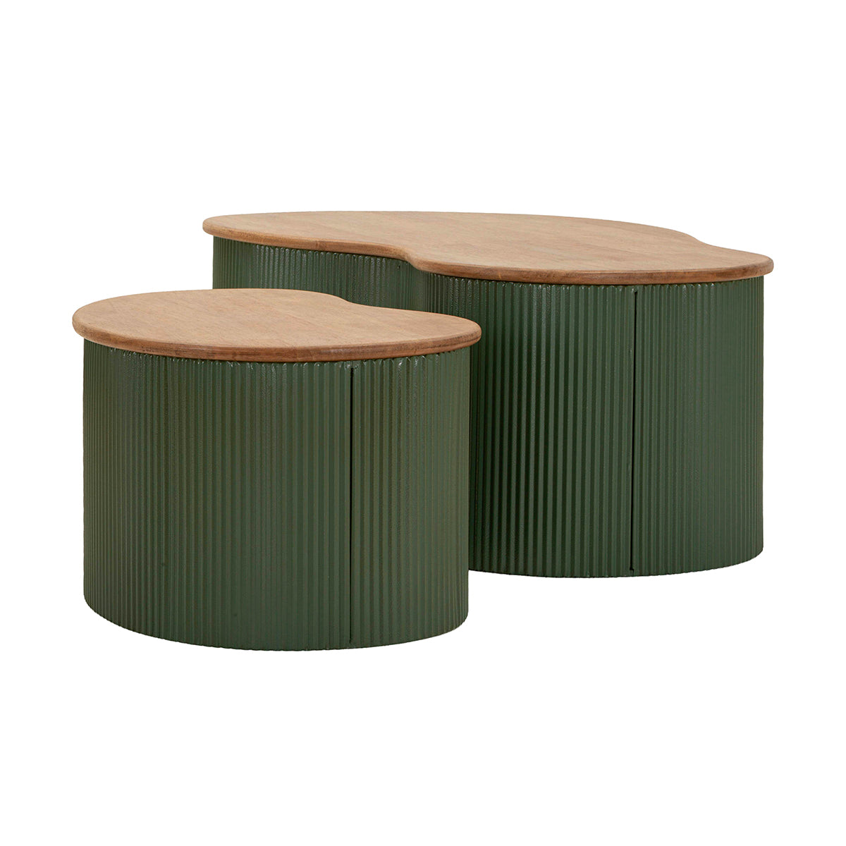 Lot de 2 tables basses 87 cm et 50 cm Frieda Vert et Bois - vue 5