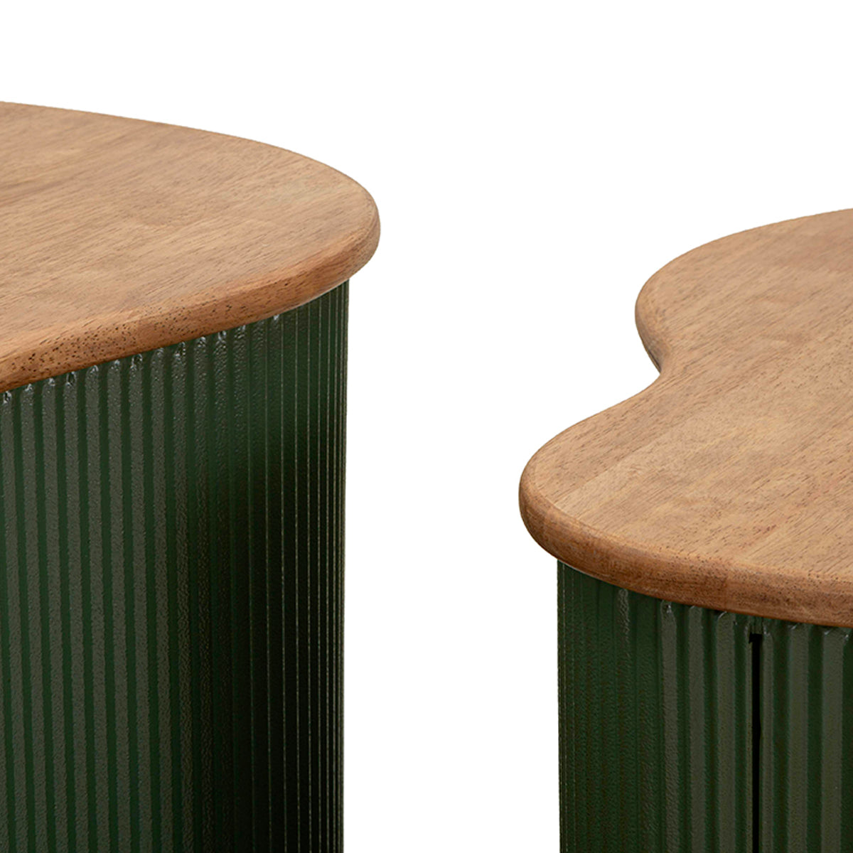 Lot de 2 tables basses 87 cm et 50 cm Frieda Vert et Bois - vue 6