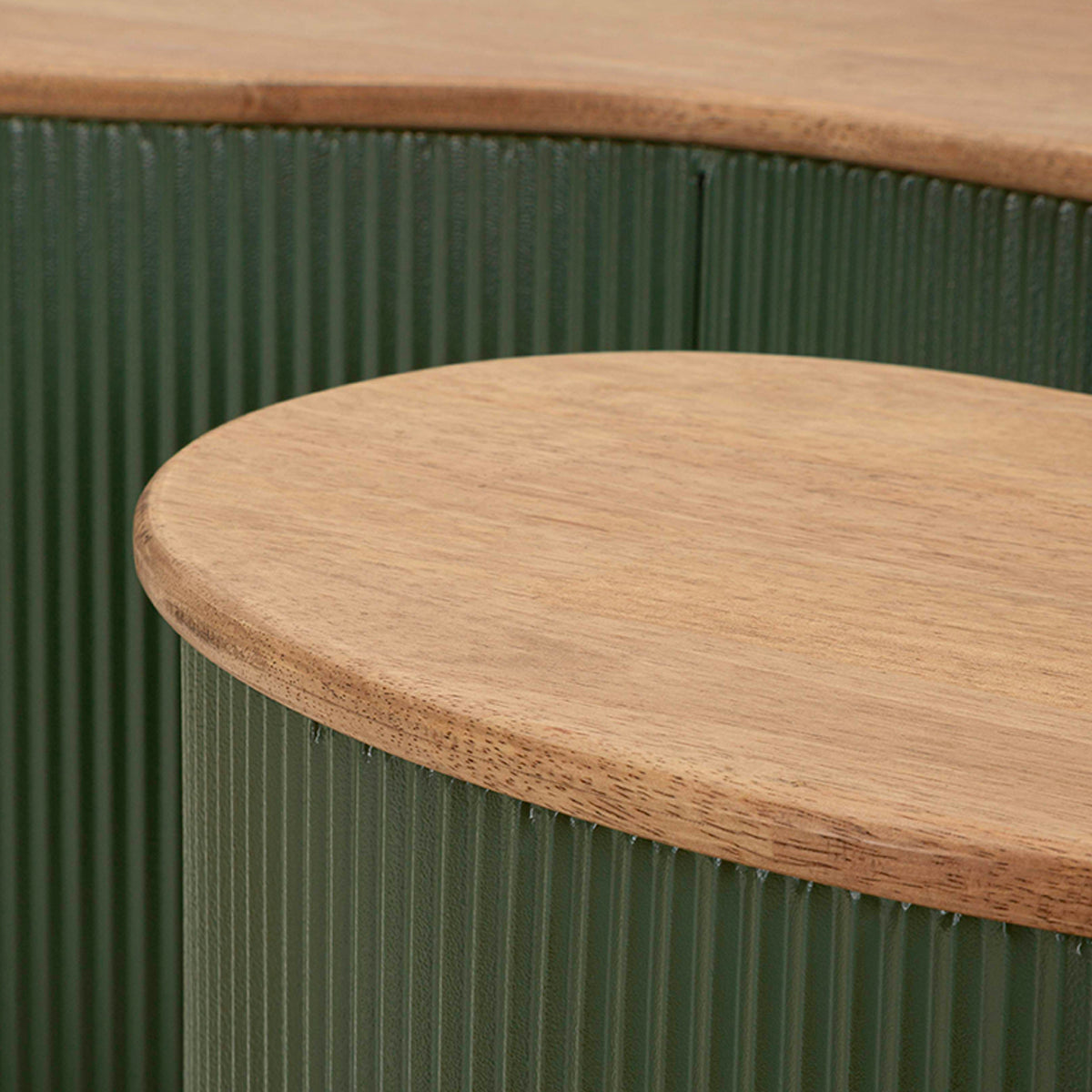 Lot de 2 tables basses 87 cm et 50 cm Frieda Vert et Bois - vue 7